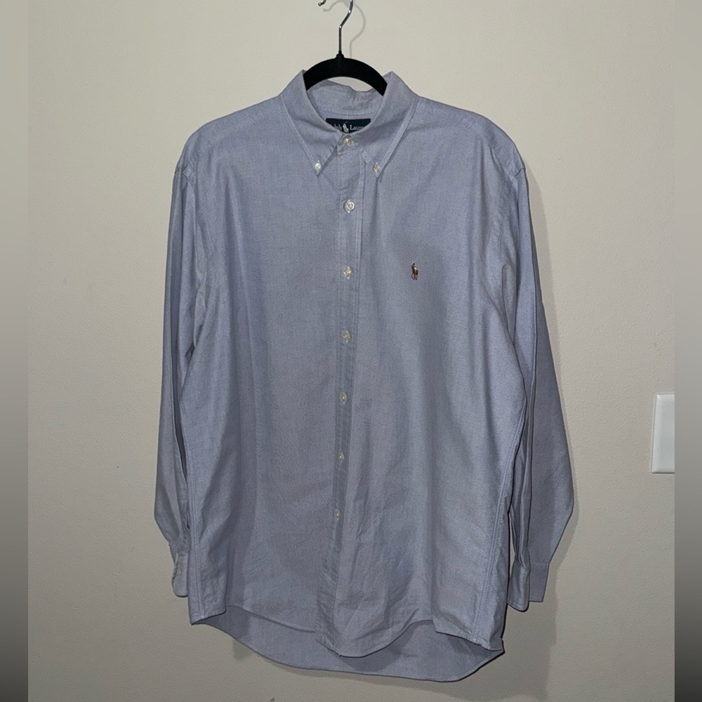 Ralph Lauren Yarmouth button up 100% Cotton Light Blue 16-34 EUC professional